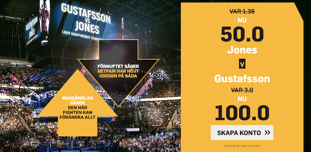 Alexander Gustafsson vs Jon Jones oddsboost