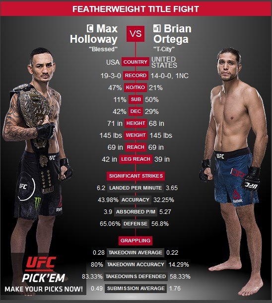 Max Holloway vs Brian Ortega UFC 231