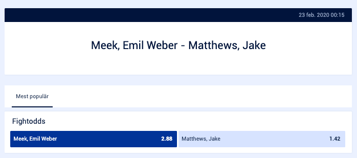 William Hill odds på Emil Meek